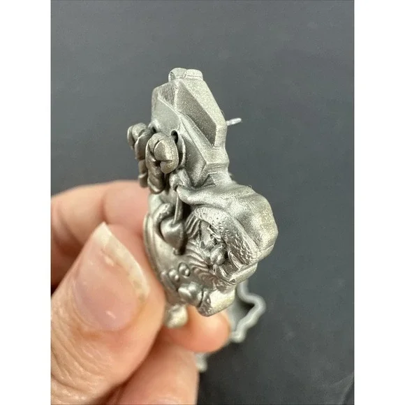 Vintage Brooch Earrings Pewter Pin 1.5" Christmas Santa With Earring Box Ms Dee - Picture 13 of 15